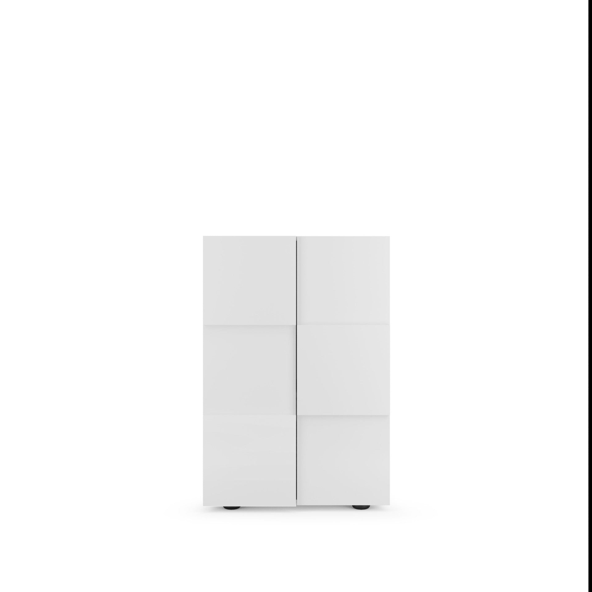 Damiano- Meuble de rangement  Haut  2 Portes coloris Laqué Blanc Brillant - 4 étageres . L78xH 116 cm