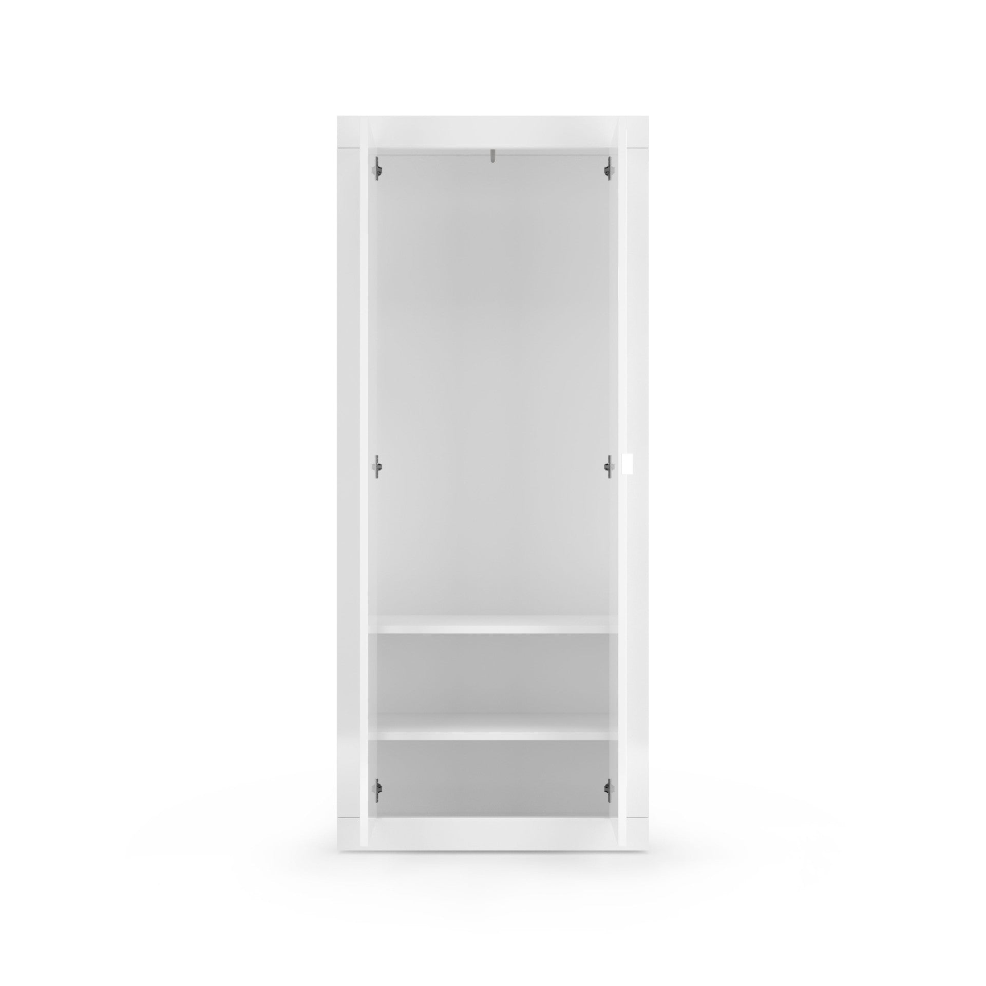 Bari -  Armoire de couloir  2 Portes coloris Laqué Blanc Brillant - Tringle à vetement + 2 étagères . L78 x H 186 cm