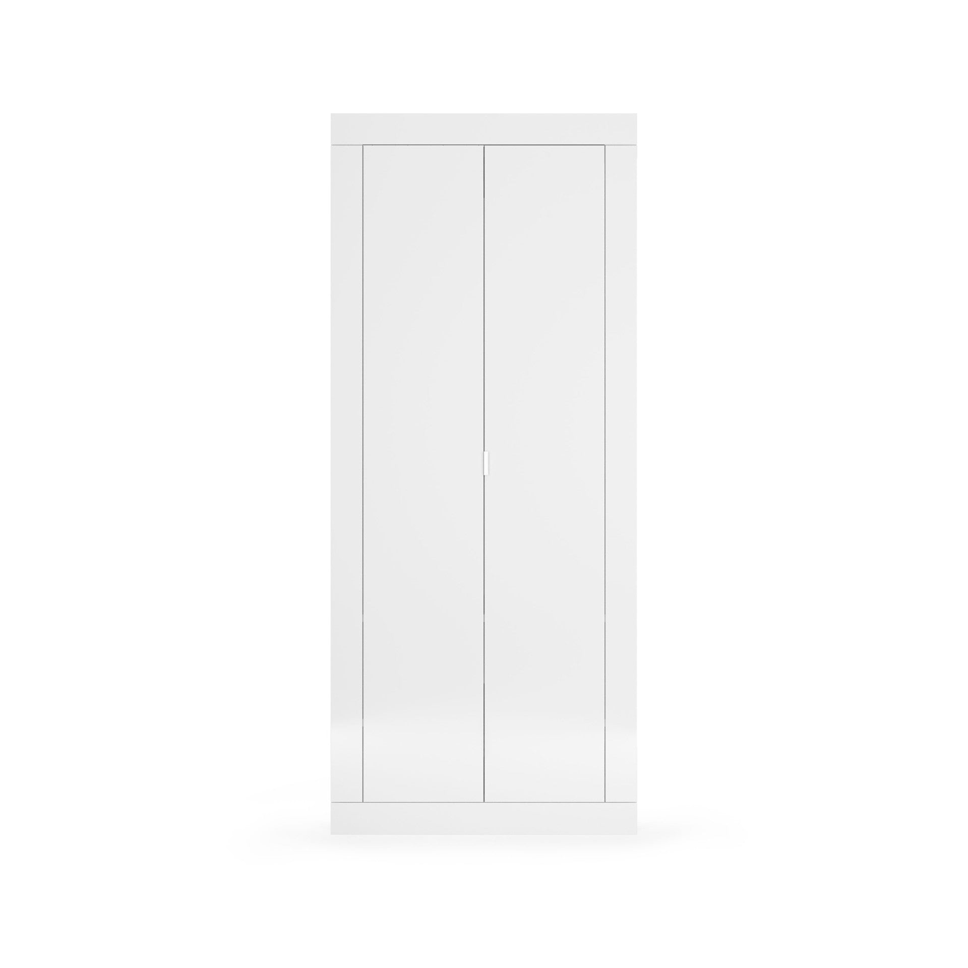 Bari -  Armoire de couloir  2 Portes coloris Laqué Blanc Brillant - Tringle à vetement + 2 étagères . L78 x H 186 cm