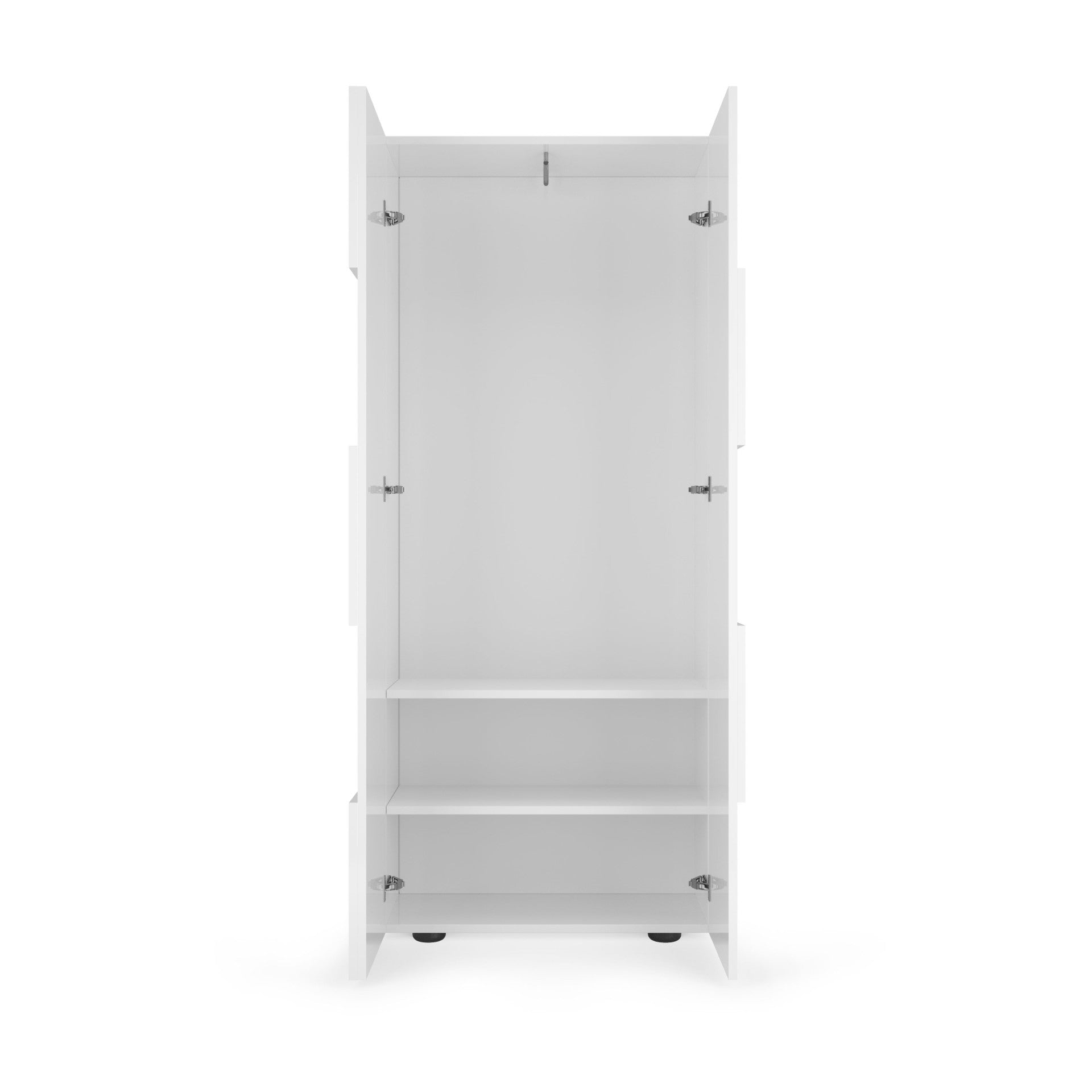 Damiano - Armoire de couloir  2 Portes coloris Laqué Blanc Brillant - Tringle à vetement + 2 étagères . L78 x H 187 cm