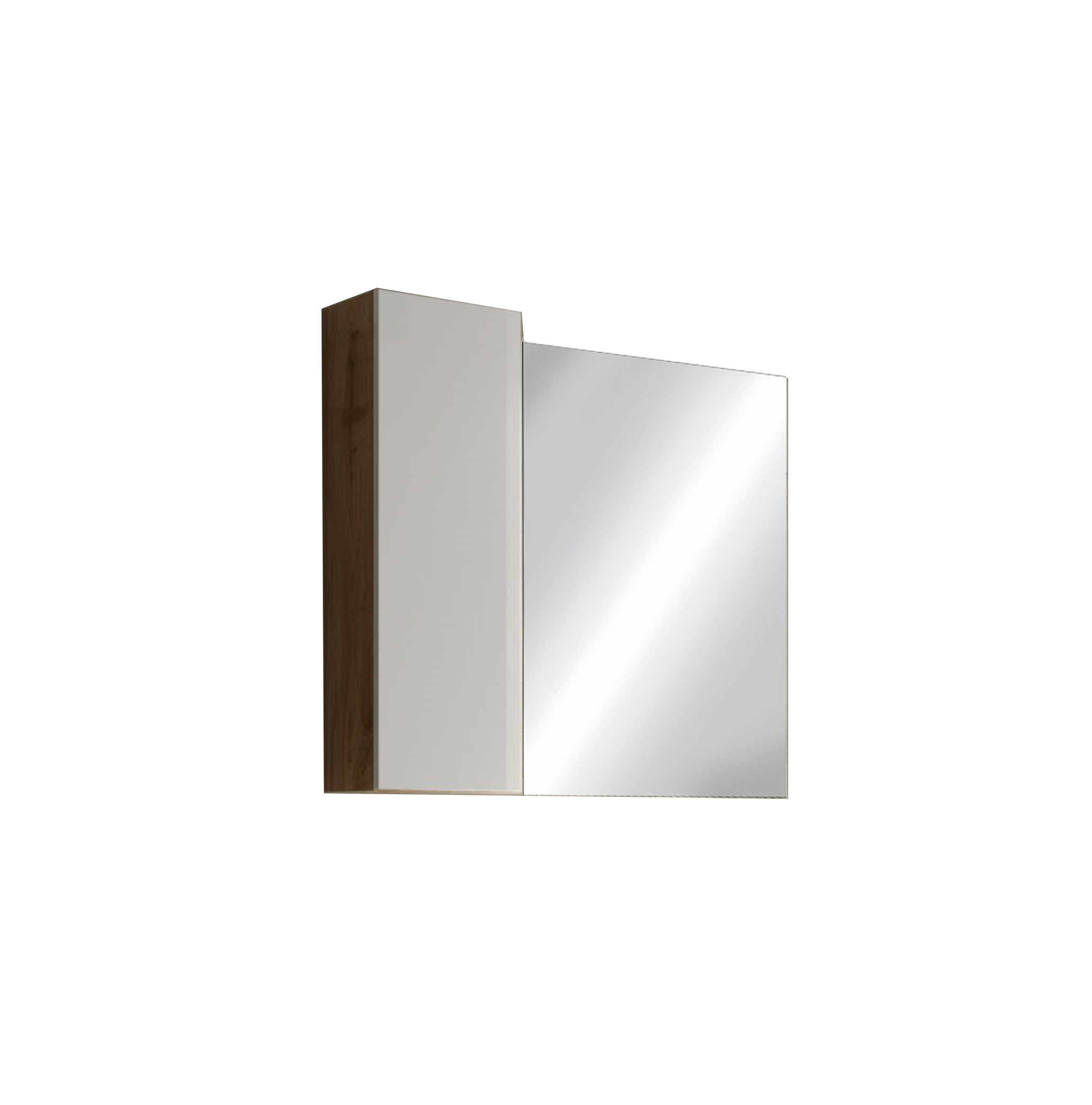 Ancona - Miroir Led avec Colonne Integrée 1 Porte H30 cm  coloris  Chêne kadiz & laqué brillant - Dimension L110 cm