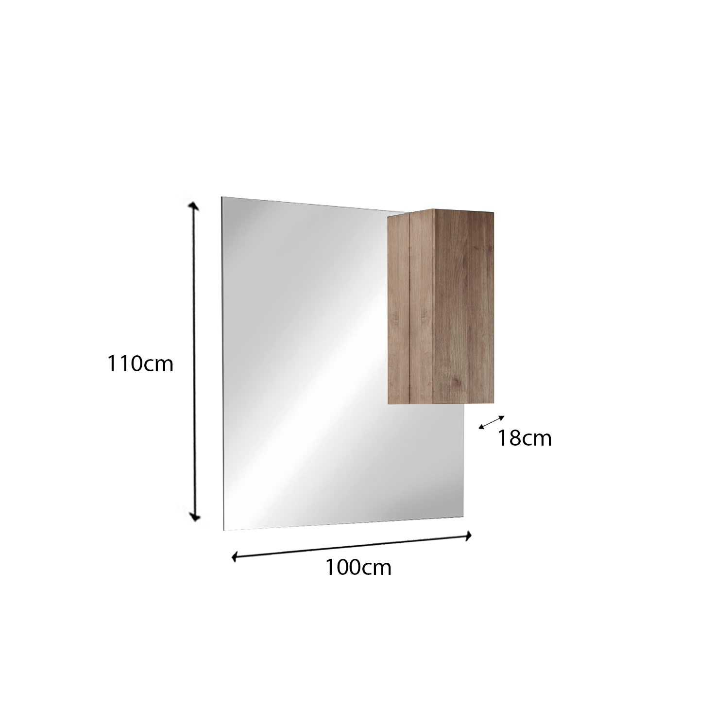 Jessie - Miroir Led avec Colonne Integrée 1 Porte H30 cm  coloris Chêne Mercure- Dimension L100 cm