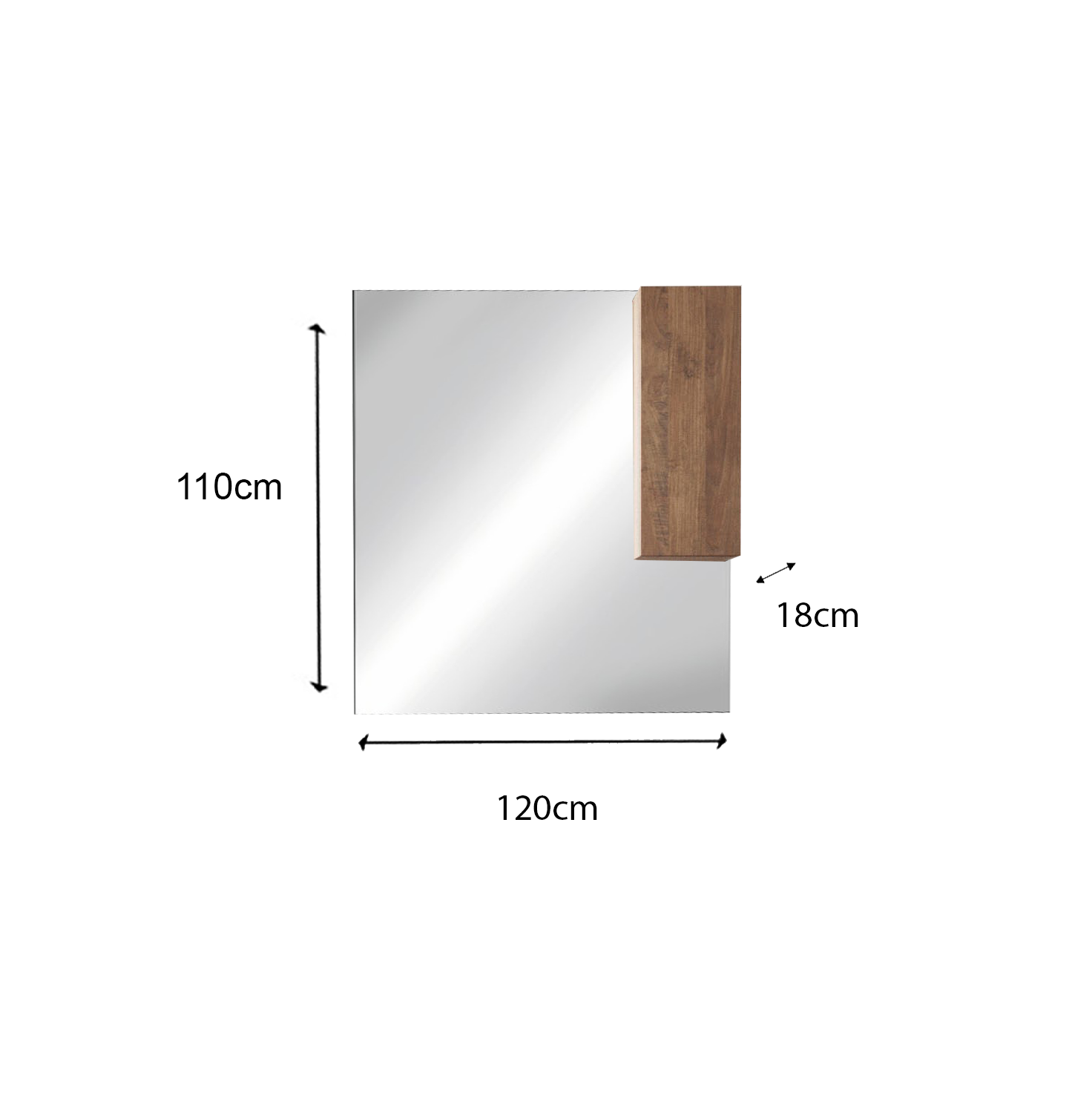 Jessie - Miroir Led avec Colonne Integrée 1 Porte H30 cm  coloris Chêne Mercure- Dimension L120 cm