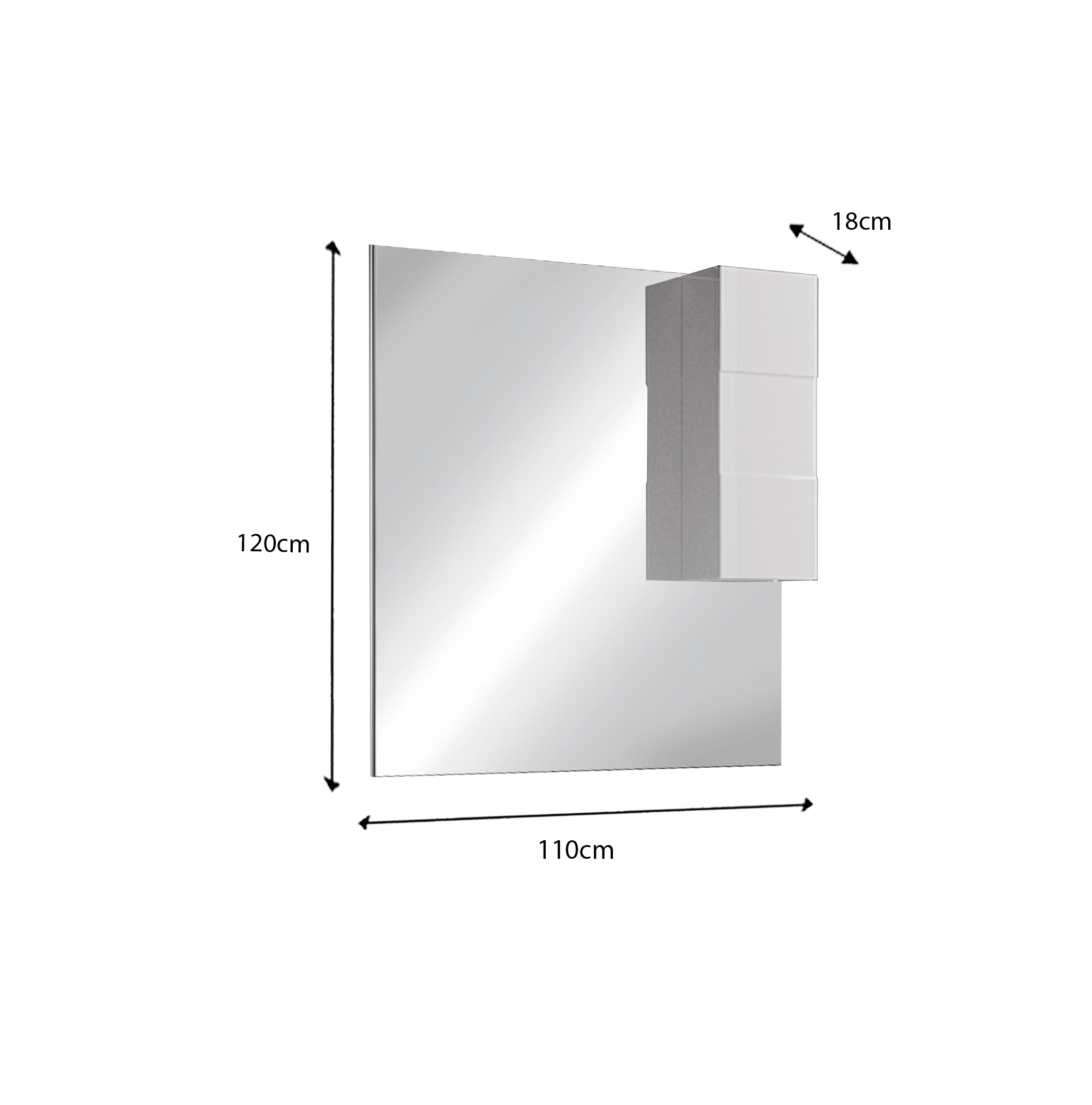 Damiano - Miroir Led avec Colonne Integrée 1 Porte H30 cm  colorislaqué brillant blanc - Dimension L120 cm