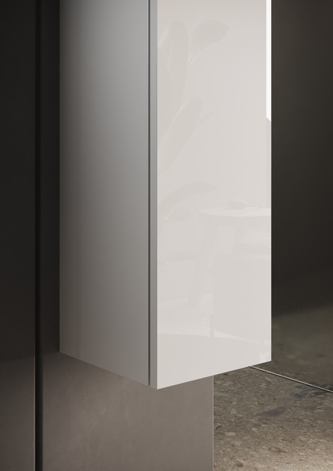 Bari 2,0 - Colonne 1 Porte à poser coloris laqué brillant blanc - Système Push Pull H 138 cm