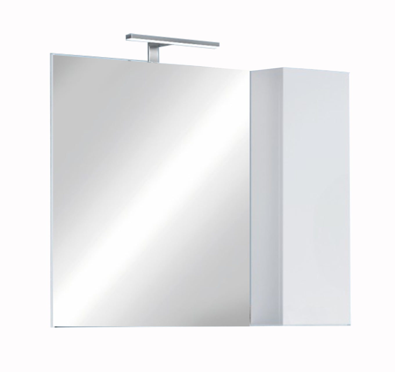 Bari - Miroir Led avec Colonne Integrée 1 Porte H30 cm  colorislaqué brillant blanc - Dimension L110 cm