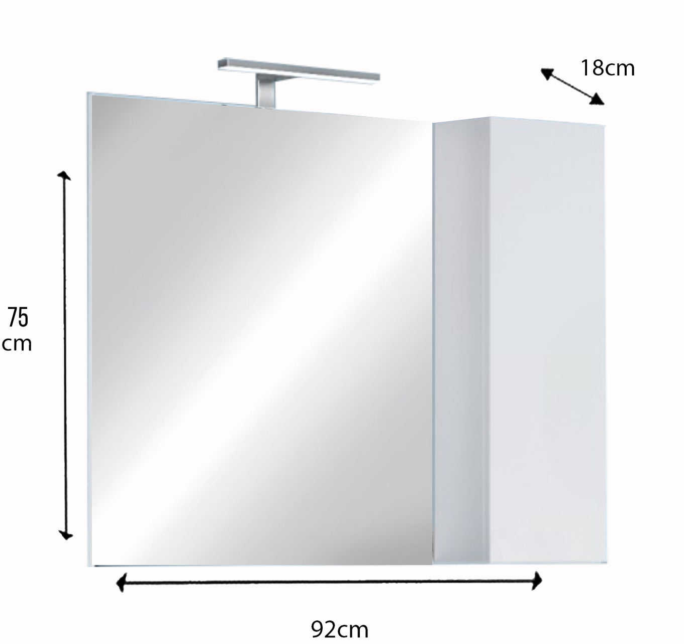 Bari - Miroir Led avec Colonne Integrée 1 Porte H30 cm  colorislaqué brillant blanc - Dimension L100 cm