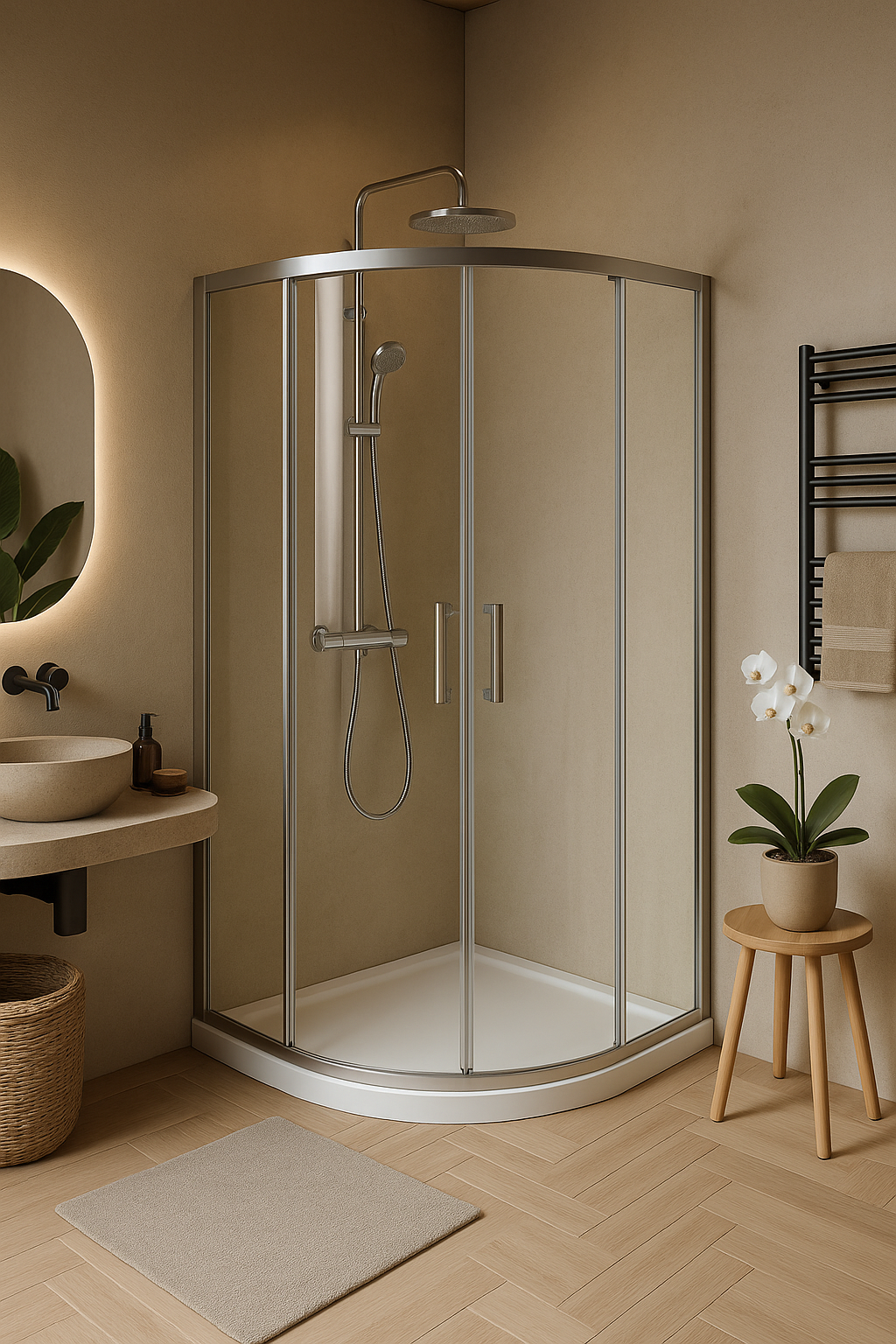 Cabine de douche d'angle semi-circulaire - KOKIS